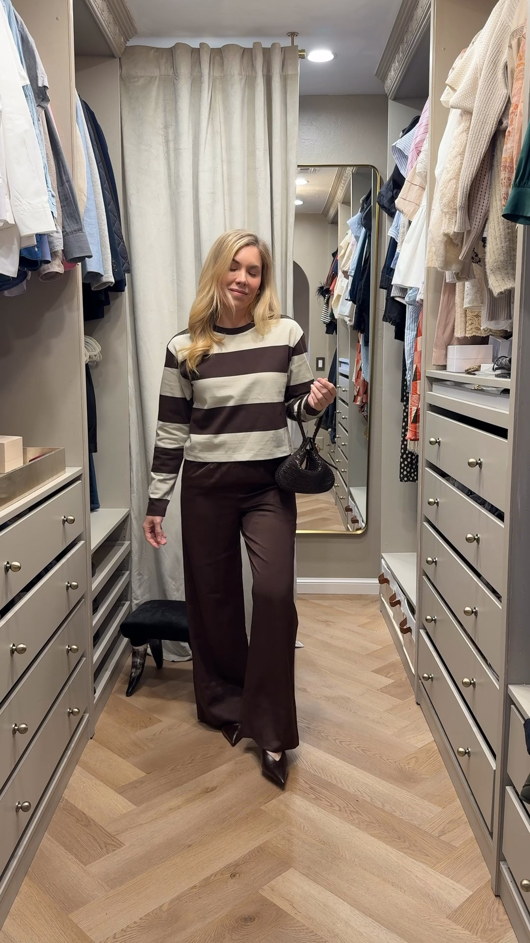 Stripe top
Silk pants 
Satin pants 
Mules 
Fall outfit

#LTKootd #LTKgrwm #LTKdayinmylife