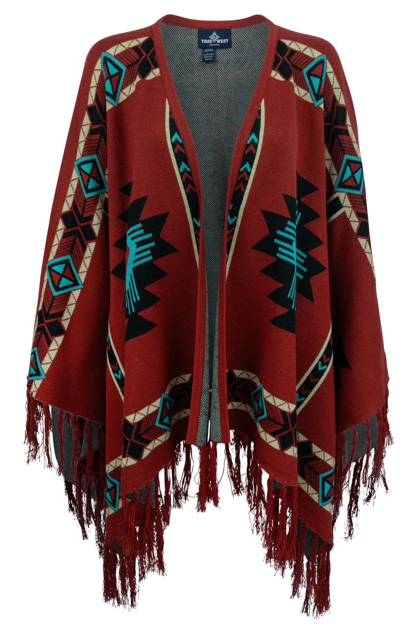 Time of the West Red Aztec Print Cape | Pinto Ranch | Pinto Ranch
