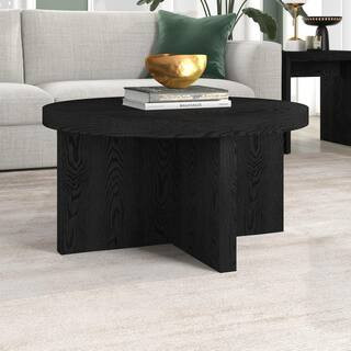 Meyer&Cross Elna 33 in. Black Grain Round MDF Top Coffee Table CT2051 - The Home Depot | The Home Depot