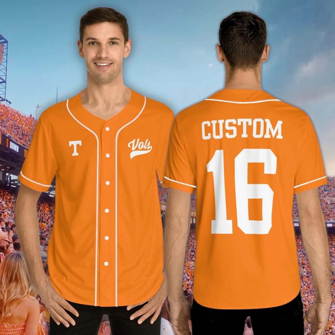 Tennesse Vols Orange Full Button Jersey, T Vols Custom Jersey - Etsy | Etsy (US)
