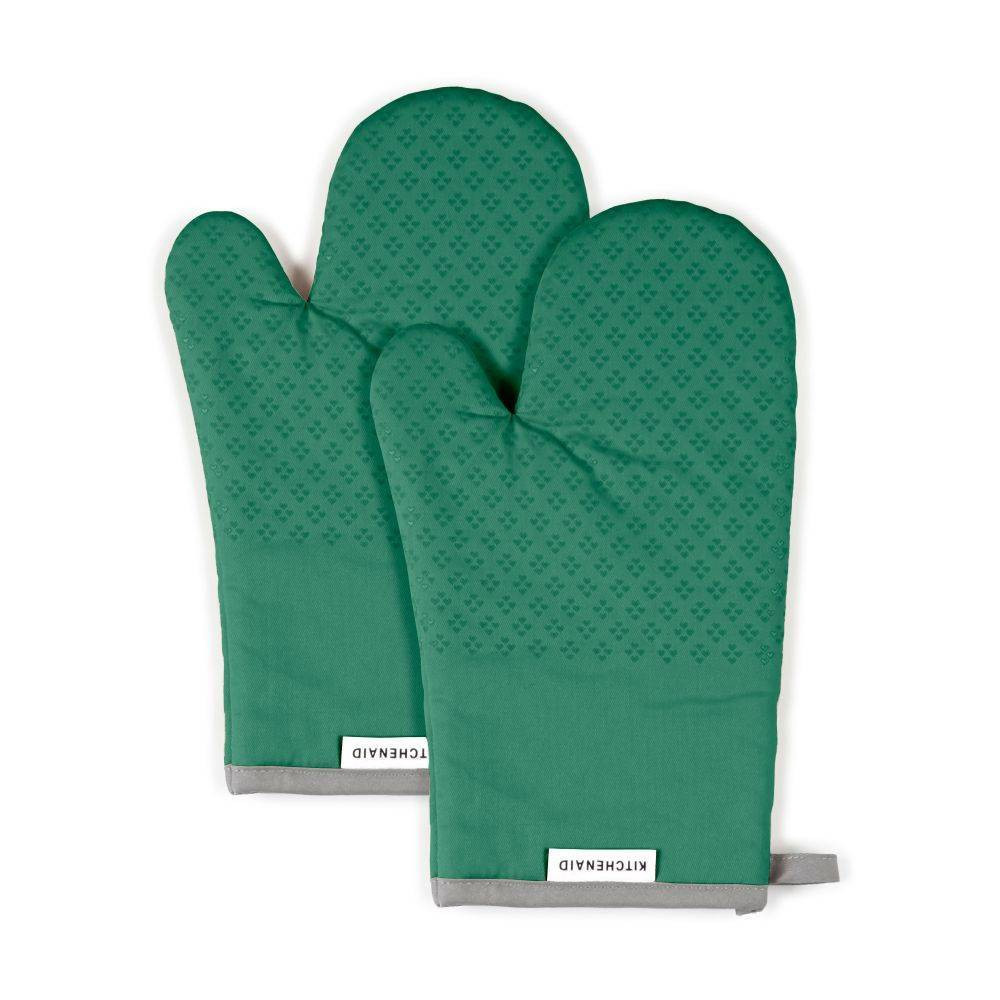 KitchenAid 2pk Cotton Asteroid Oven Mitts Green | Target
