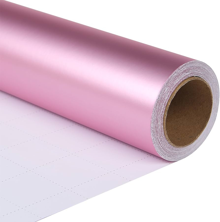 ZINTBIAL Metallic Pink Wrapping Paper Roll with Cut Lines - Solid Pink Holiday Gift Wrap for Hall... | Amazon (US)