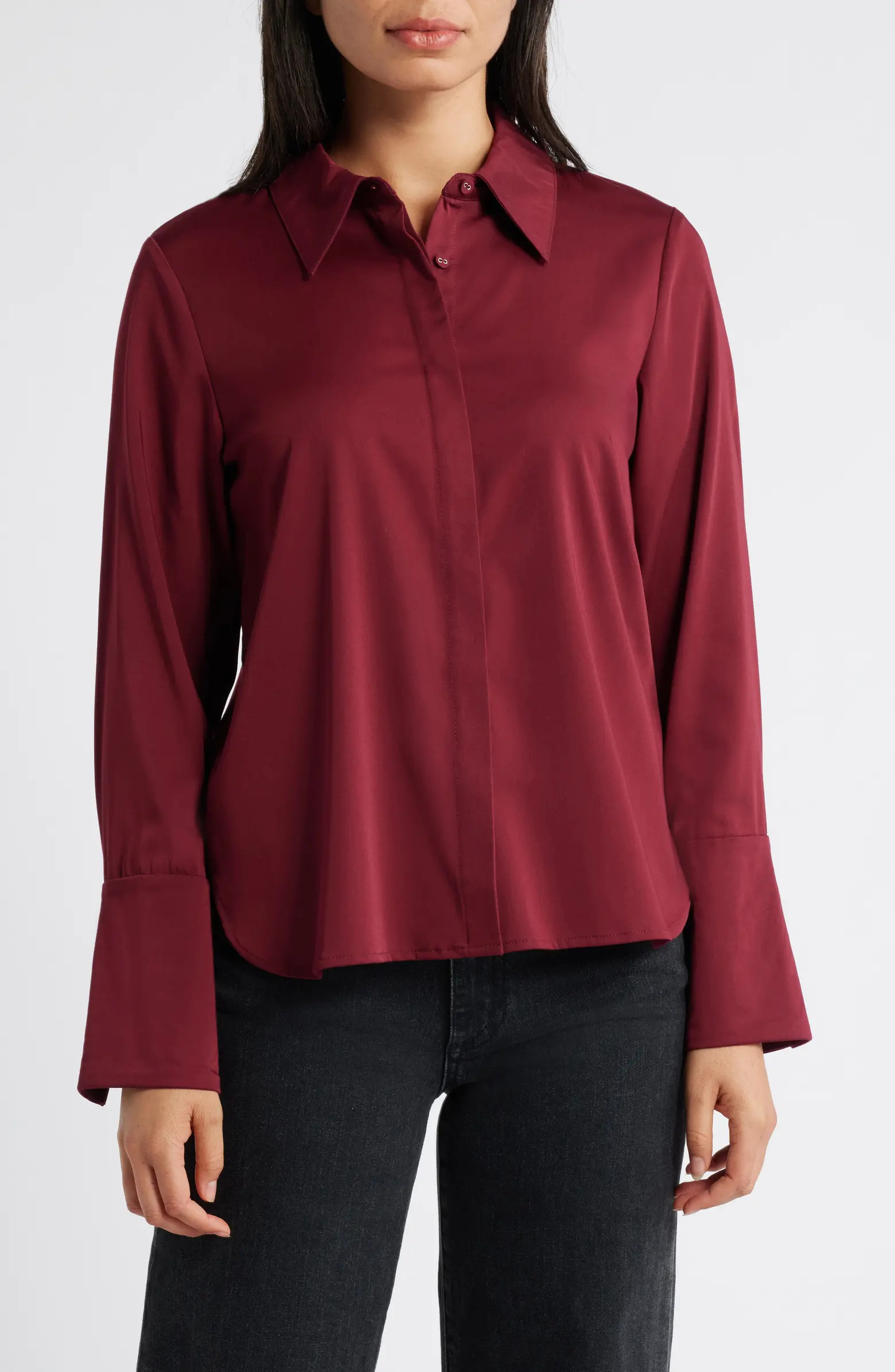 Flare Cuff Button-Up Shirt | Nordstrom