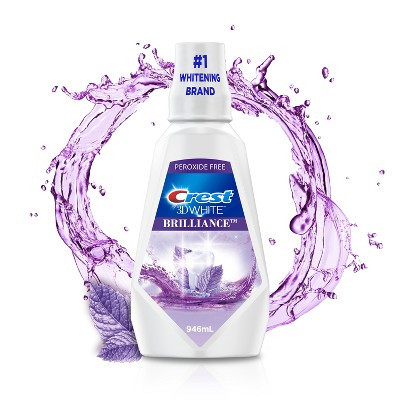 Crest 3D White Brilliance Alcohol Free Whitening Mouthwash, Clean Mint - 33.8 fl oz | Target