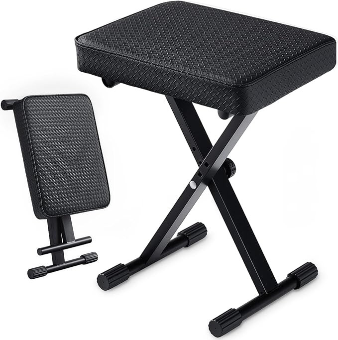 Adjustable Piano Bench, Waterproof Synthetic Leather Padded Seat, X-Style Stool with 2.4 inch Thi... | Amazon (US)