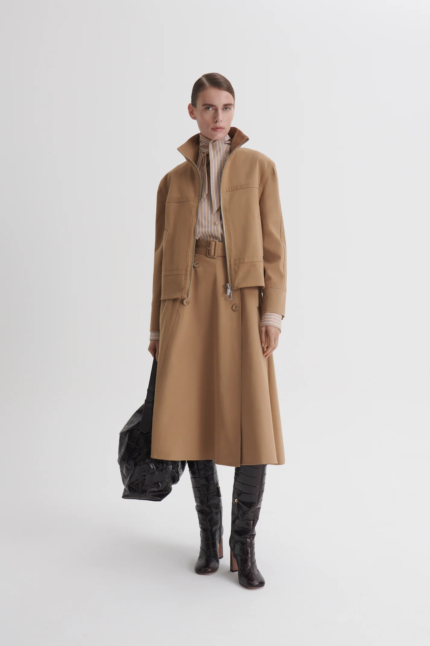 BRUSHED COTTON TRENCH SKIRT - SAFARI - Scanlan Theodore | Scanlan Theodore AU