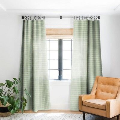 Avenie Grid Pattern Green Single Panel Blackout Window Curtain - Society6 | Target
