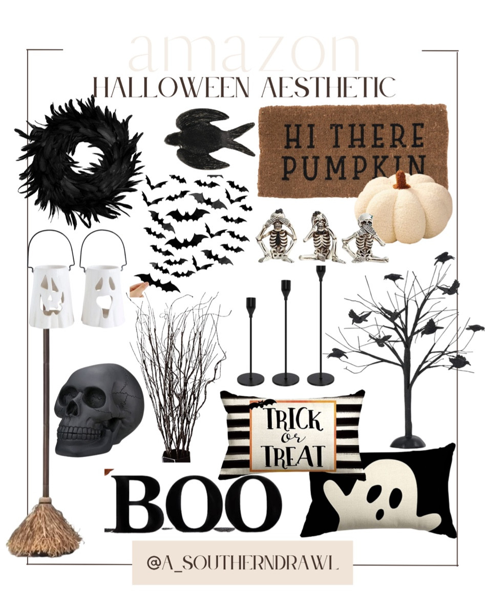 Amazon Halloween aesthetic! 

Halloween favorites - Halloween decor - spooky decor - cute Halloween decor - Amazon home finds - amazon finds - amazon Halloween finds - black decor - black home decor 
