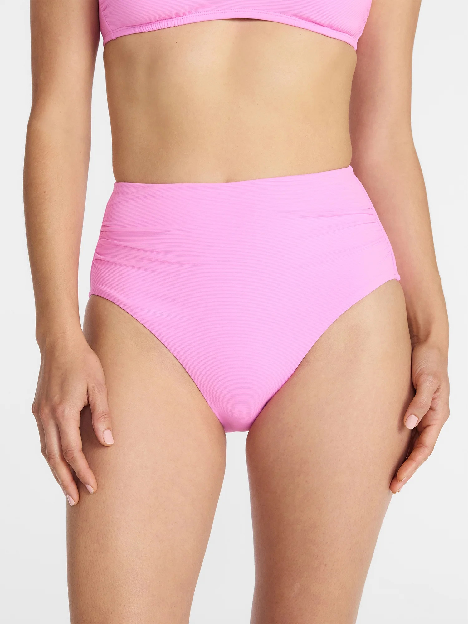 Time and Tru Women's and Women's Plus Ribbed High Waisted Bikini Bottoms, Sizes XS-3X | Walmart (US)