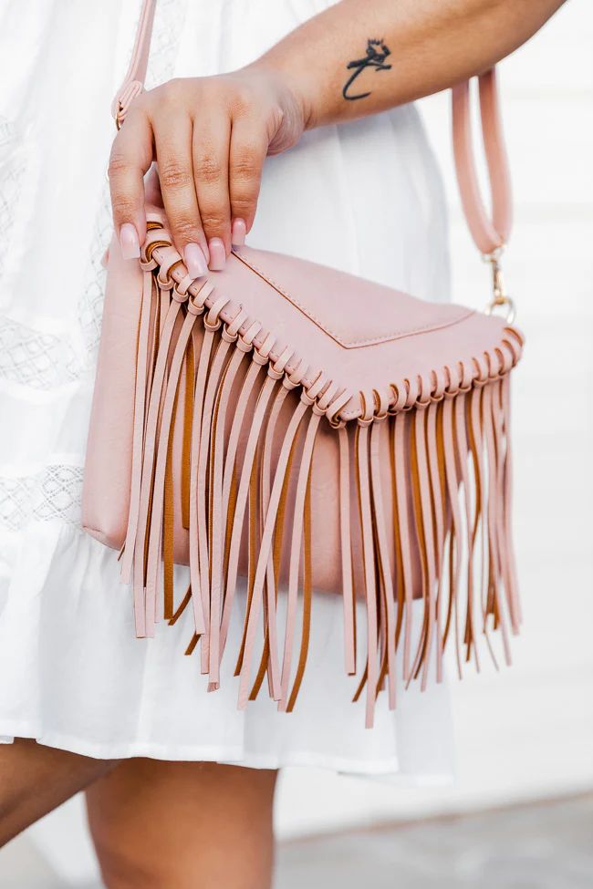 Dancing Down Broadway Mauve Fringe Crossbody Purse | Pink Lily