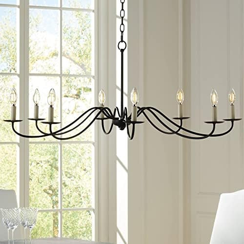 Marinec Black Metal Chandelier Lighting 42" Wide Vintage White Faux Candle Sleeves 8-Light Fixture f | Amazon (US)