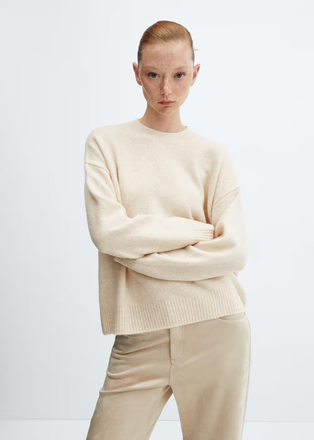 Round-neck knitted sweater  -  Women | Mango USA | MANGO (US)