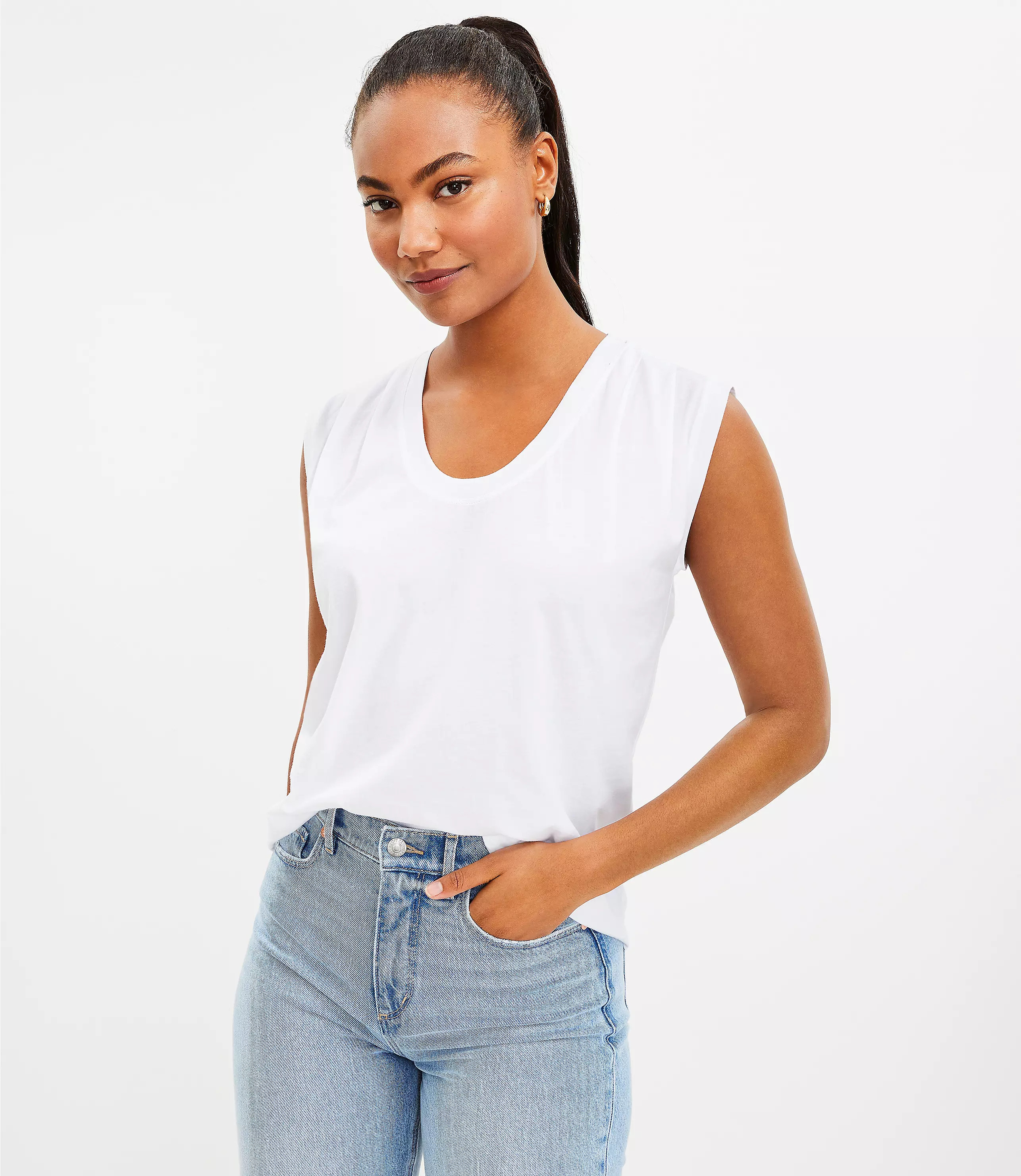 Petite Pleated Muscle Tee | LOFT