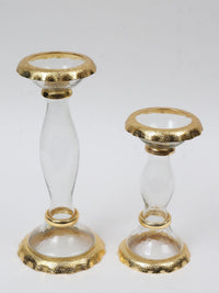 Glass Candle Holders with Gold Ruffle Detail (2 Sizes) | Inspire Me! Home Decor