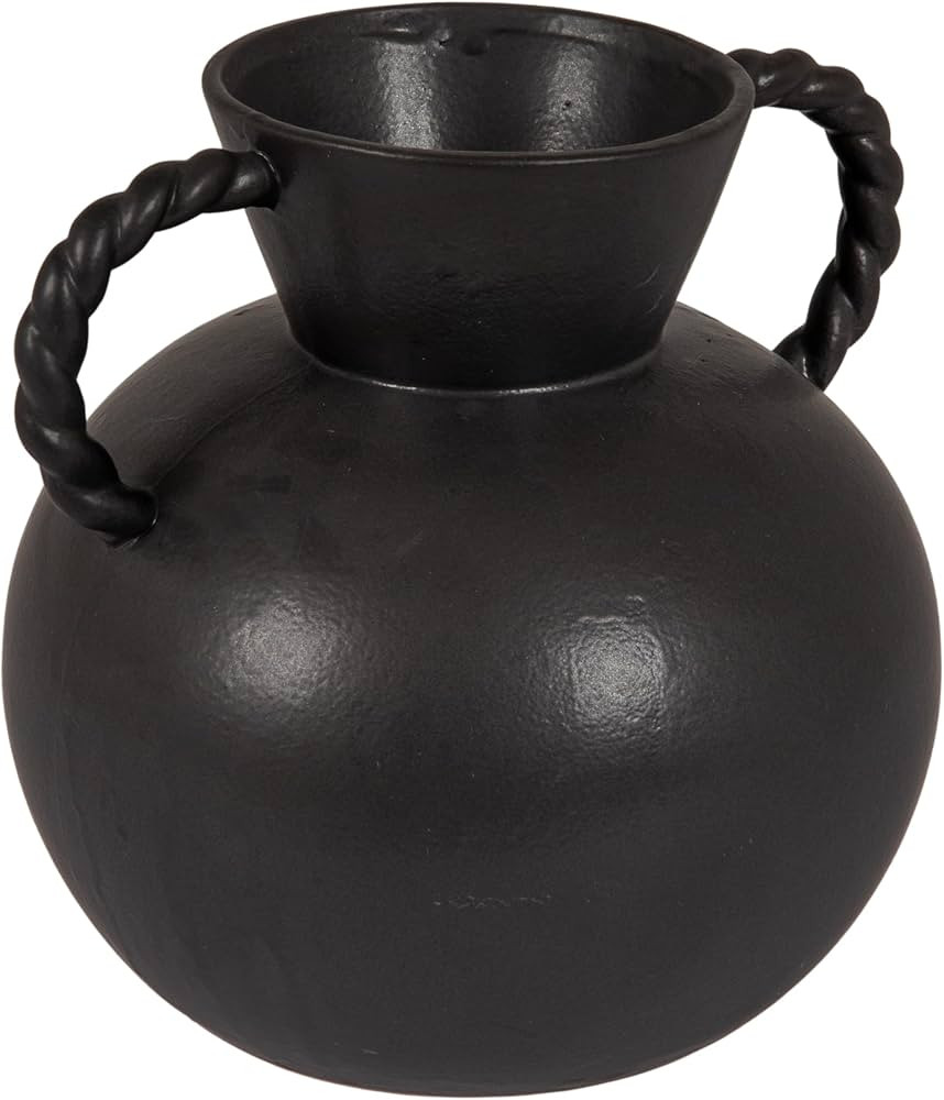 Bloomingville Stoneware Vase with Twisted Handles, Reactive Matte Black Glaze | Amazon (US)