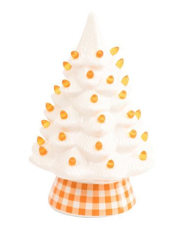 12in Ceramic Halloween Tree With Checkered Base | TJ Maxx