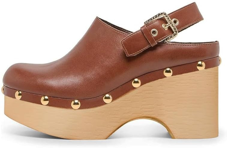 MAVMAX Studded Clogs for Women Platform Heeled Mules with Back Strap Retro Closed Toe Wedge Heel ... | Amazon (US)