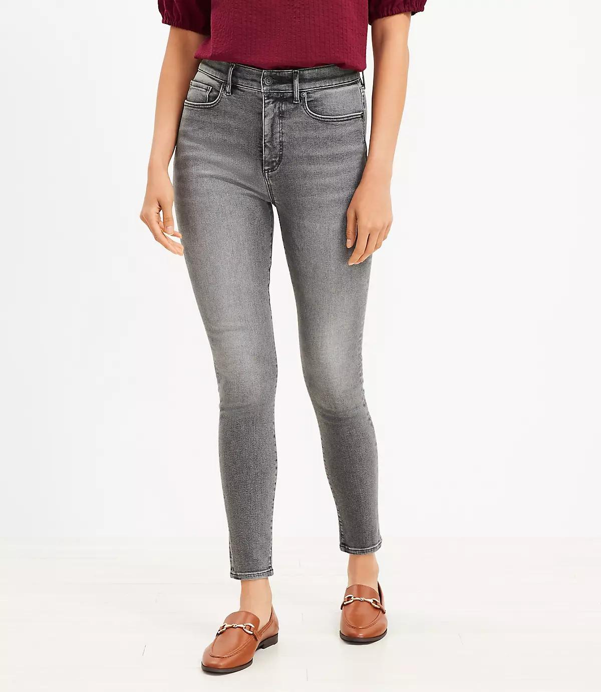 High Rise Sculpt Jeggings in Light Grey Wash | LOFT