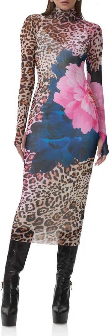 Shailene Long Sleeve Mesh Midi Dress | Nordstrom