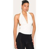 White Burnout Mesh Halter Neck Long Top | PrettyLittleThing US