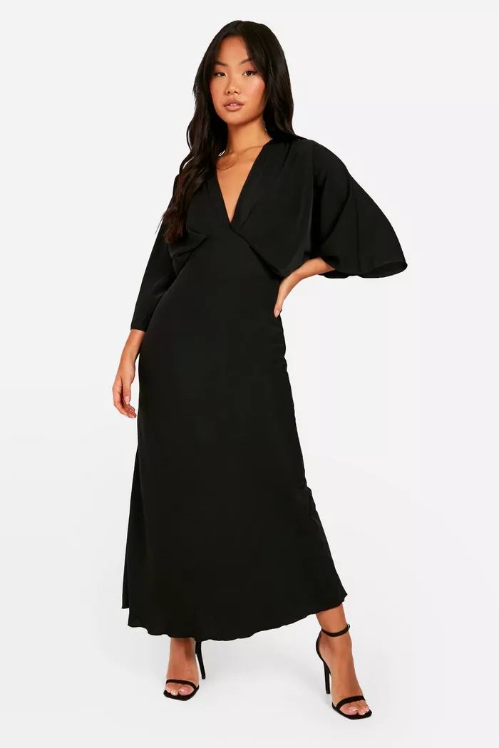 Petite Bias Cut Angel Sleeve Maxi Dress | boohoo (US & Canada)