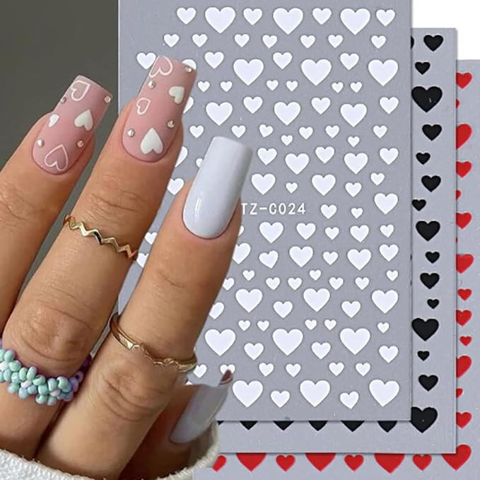 Heart Nail Stickers -Valentine's Day Nail Art Supplies Heart Nail Decals for Women - 3D Self Adhe... | Amazon (US)