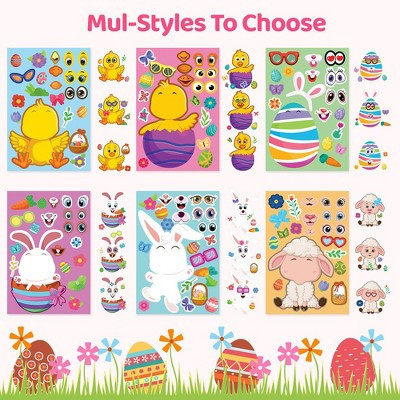 Fun Little Toys 36 Sheets Easter Stickers - DIY Make Your Own Egg , Easter Crafts Party Favors for Kids, Classroom & Family Activities | Target