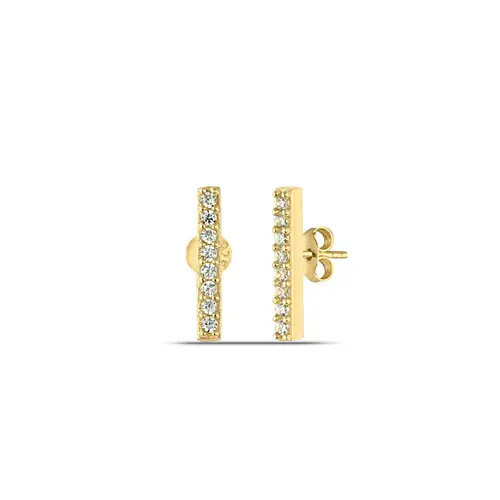 Spero London Sterling Silver Zirconia Bar Stud Earring in Gold at Nordstrom | Nordstrom