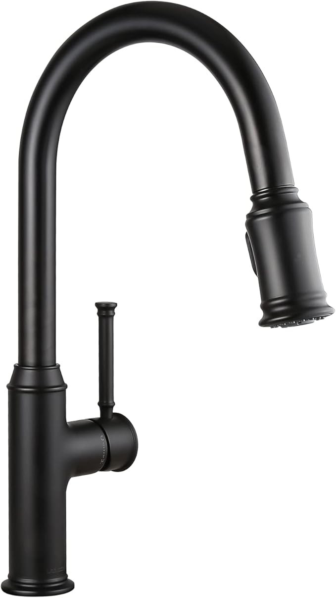 Matte Black Kitchen Faucet with Pull Down Sprayer, Lava Odoro Single Handle Kitchen Sink Faucet B... | Amazon (US)