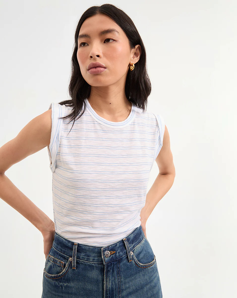 Veronica Beard Dree Muscle Tee Bluebell White | Veronica Beard