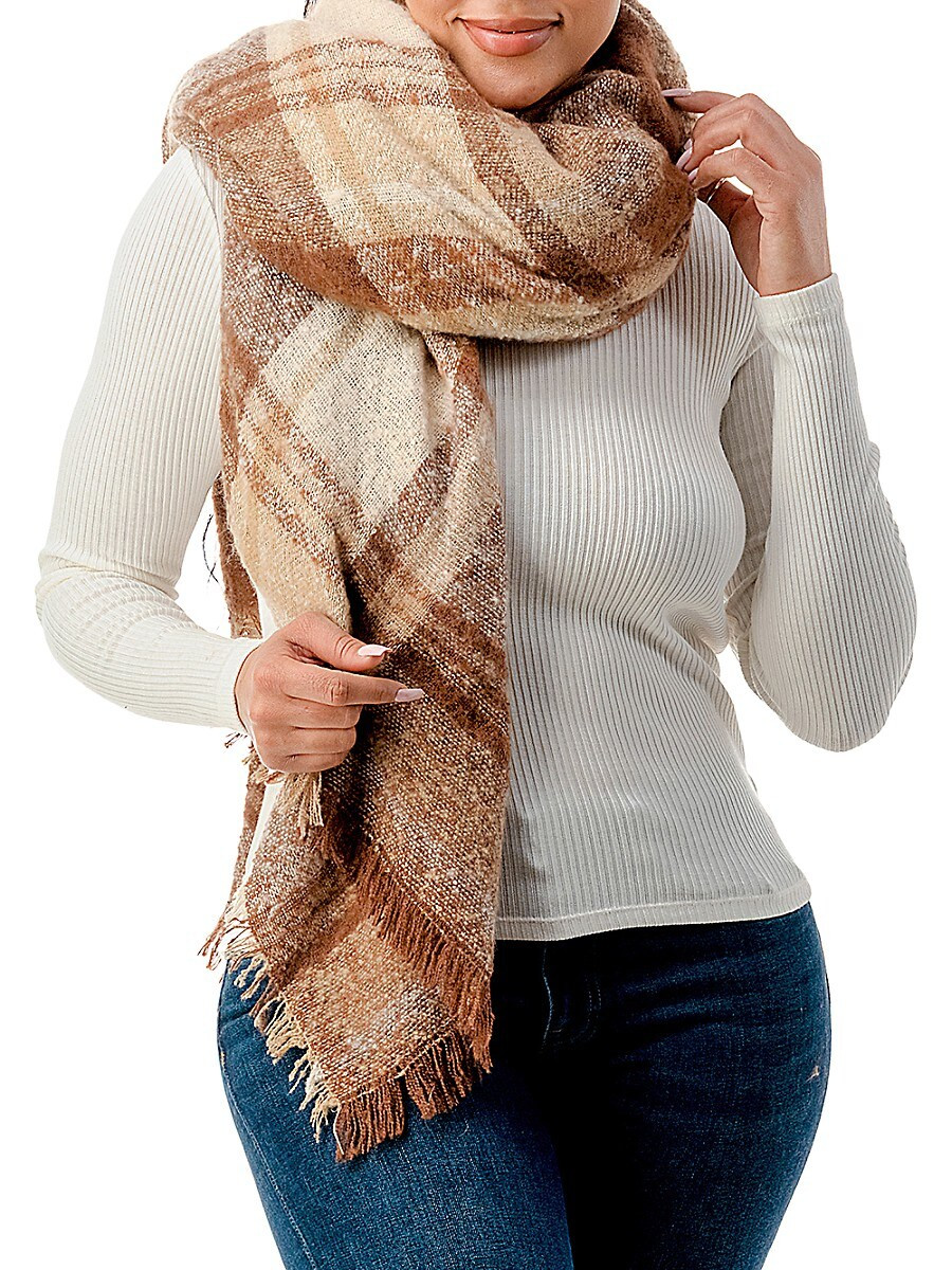 MARCUS ADLER Women's Plaid Square Blanket Scarf - Brown | Saks Fifth Avenue OFF 5TH