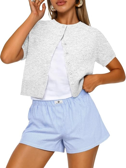 Trendy Queen Short Sleeve Cardigan Sweaters for Women | Amazon (US)