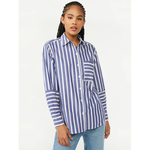 Free Assembly Women's Boxy Button Down Tunic Top | Walmart (US)