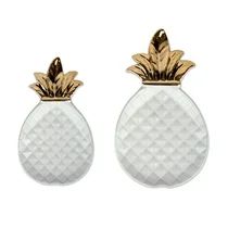 DII White and Gold Pineapple Shaped Ceramic Plates, Jewelry Ring Dish Tray Organizer, Snack Bread... | Walmart (US)