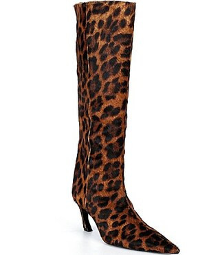 Schutz Lexi Leopard Print Calf Hair Pointed Toe Tall Boots -  9 | Dillard's