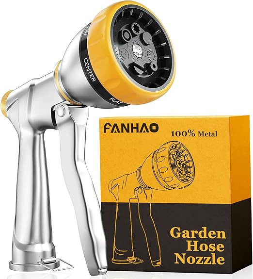FANHAO Garden Hose Nozzle Sprayer, 100% Heavy Duty Metal Water Hose Sprayer with 7 Spray Patterns... | Amazon (US)