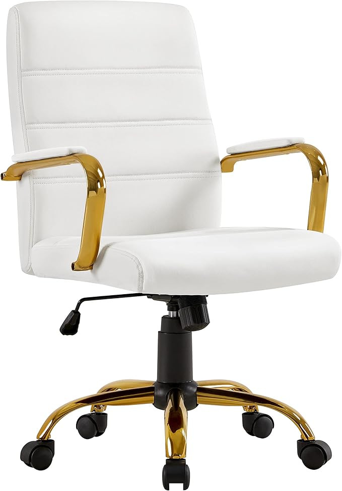 Yaheetech Office Desk Chair Mid-Back Computer Chair w/Lumbar Support Ergonomic Swivel Chair Gold ... | Amazon (UK)