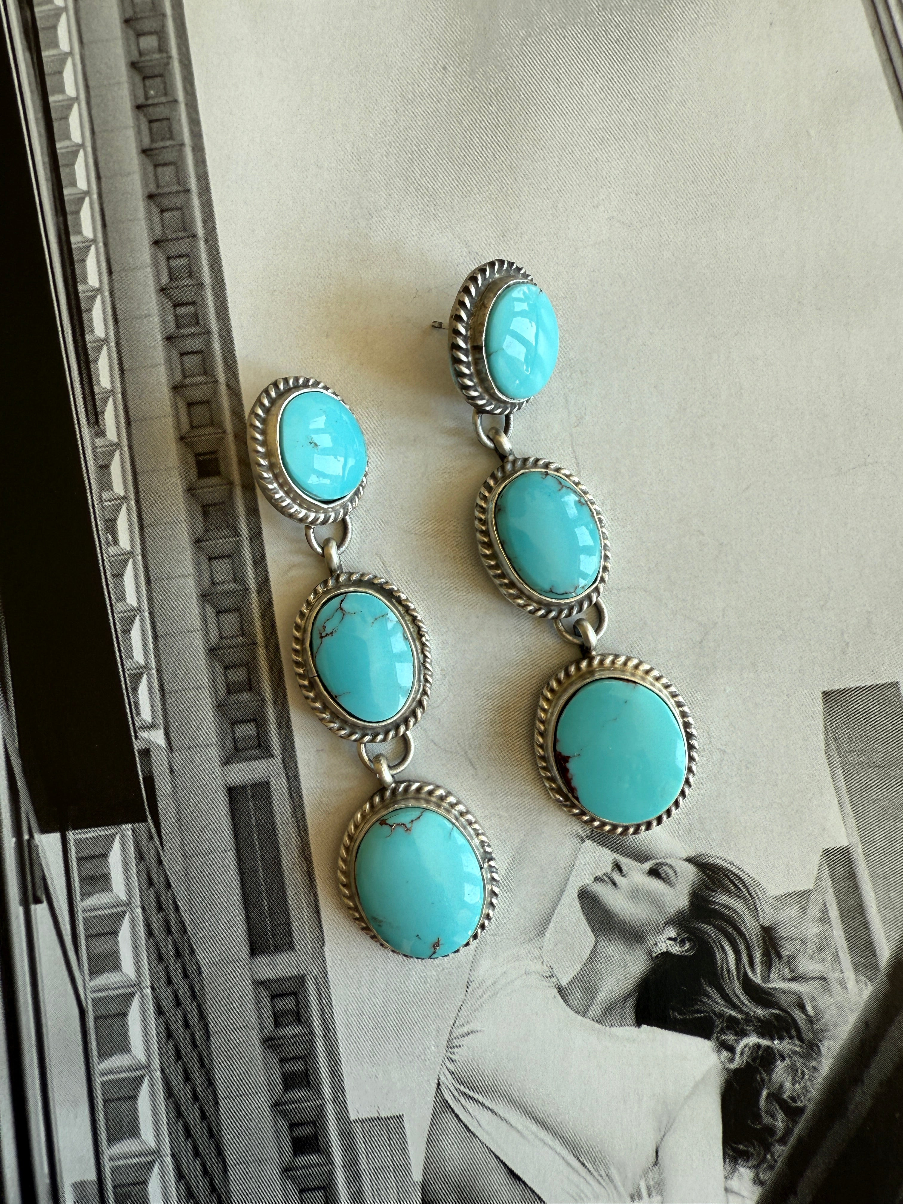 NEW!! "Dutton" Kingman Turquoise Drop Earring | Glitzy Bella