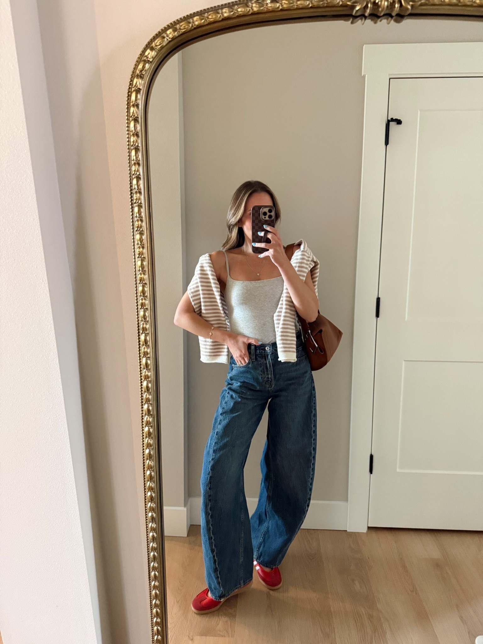 Jeans and tank on sale! Plus use code DENIMAF for an extra 15% off! @abercrombie 

Abercrombie finds, barrel jeans, red sneakers, samba janes

#LTKootd