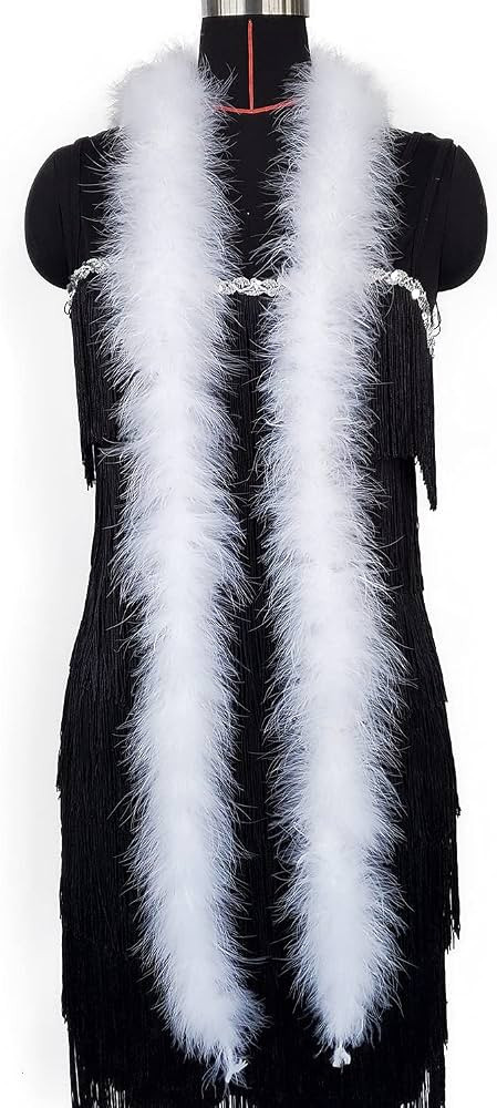 2 Yards 20g Fluffy Marabou Feather Boa for DIY Craft Sewing Trim Home Wedding Party Decoration-Wh... | Amazon (US)