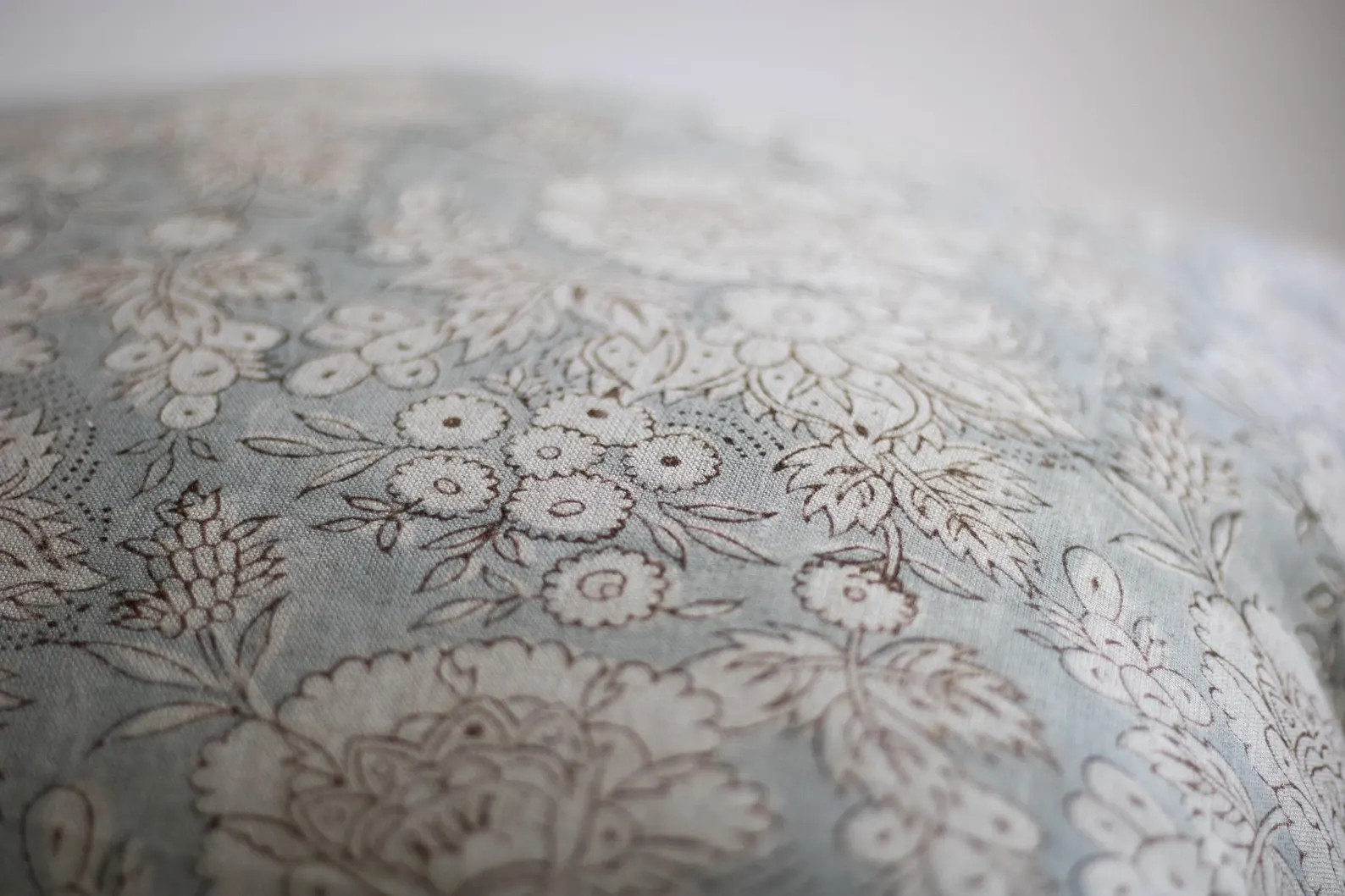 Blue Floral Block Print Linen Pillow Cover: Farmhouse Cushion | INDIRA | Etsy (US)