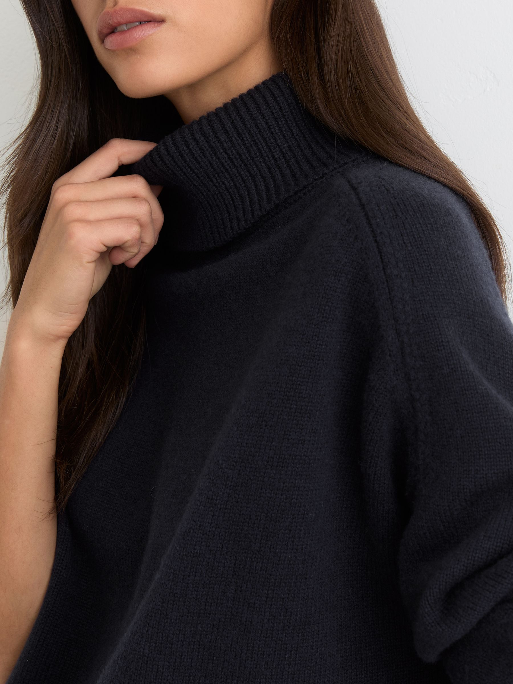 Reiss Wool-Cashmere Roll-Neck Jumper in Navy | REISS | Reiss DE