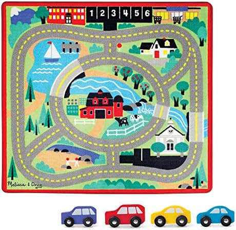 Melissa & Doug Round the Town Road Rug and Car Activity Play Set With 4 Wooden Cars (39 x 36 inch... | Amazon (US)