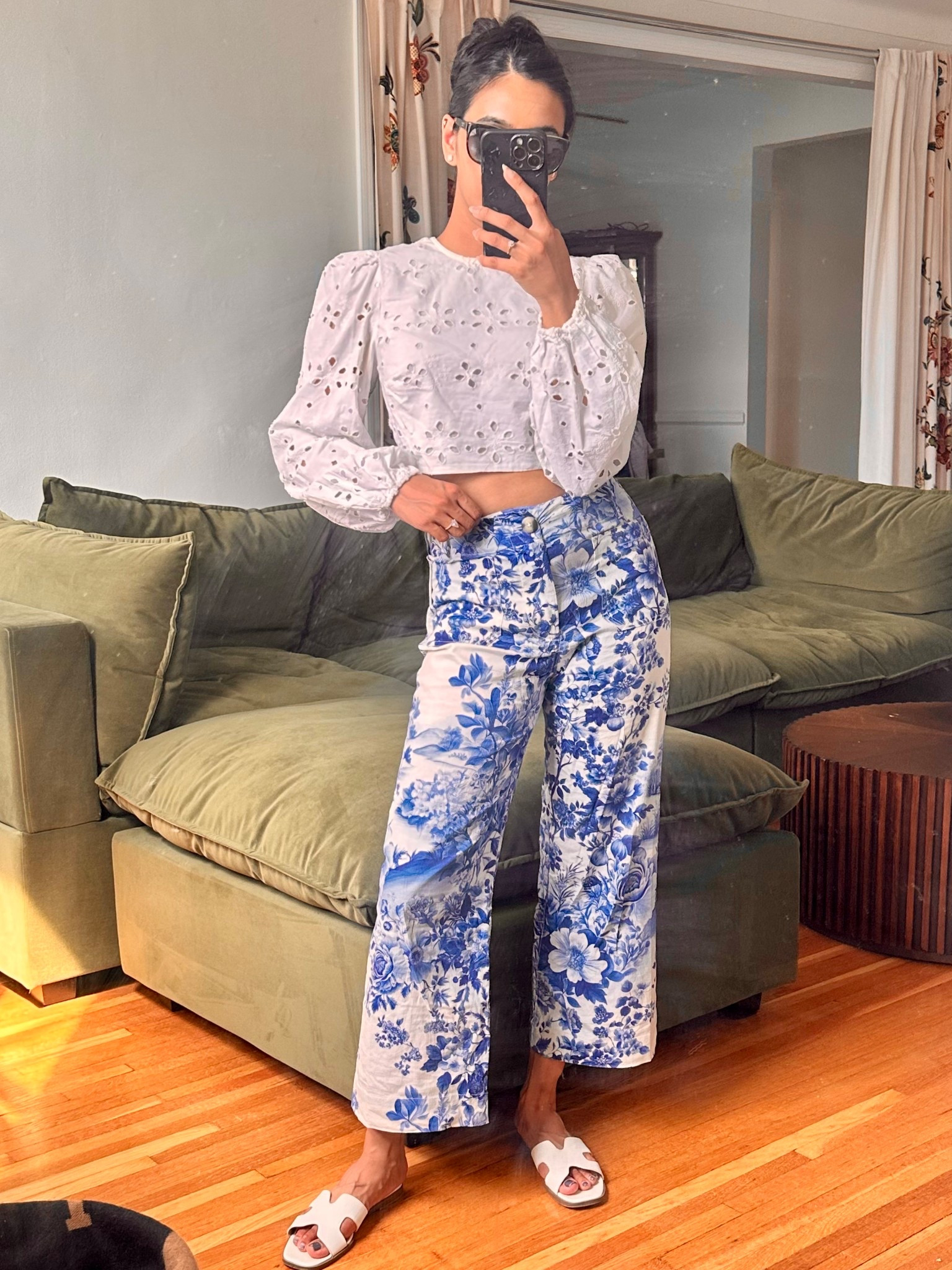 Summer-ready in blue & white! 💙 These floral Colette linen blend pants from Anthropologie are the perfect mix of comfy & chic, while the back-tie eyelet top from Zara adds a touch of effortless elegance. Paired with simple sandals for a laid-back vibe, but totally easy to dress up for a summer night out! 🌸✨ #OOTD #SummerStyle #Anthropologie #Zara #LinenLove #EffortlessElegance #LTKStyle

#LTKSeasonal #LTKStyleTip #LTKTravel