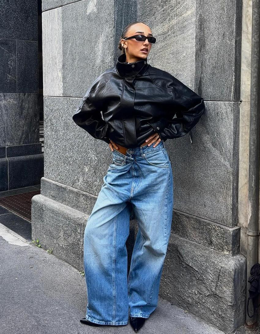 Oversize leather effect jacket - #bershkastyle - Women | Bershka GB