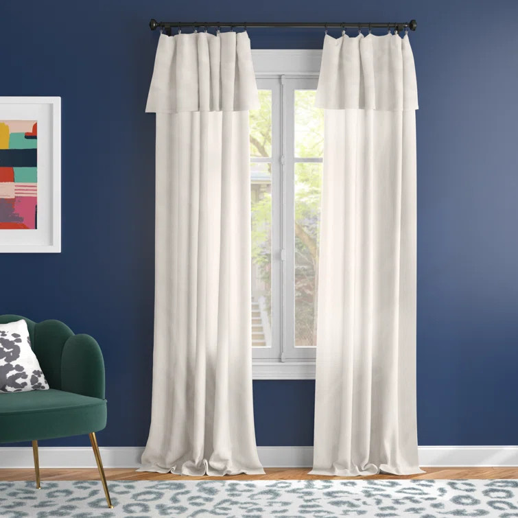 Destini Drop Cloth Light Filtering Ring Top Tab Farmhouse Curtain with Valance | Wayfair North America