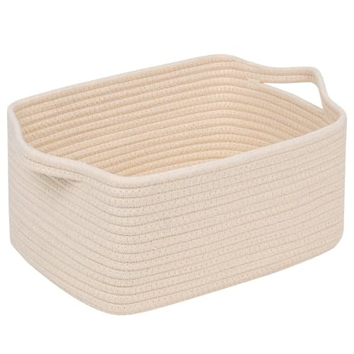CubesLand Cube Storage Organizer Basket Bin, Cube Shelf Shelves Cotton Rope Basket, Durable Woven Rectangular Basket for Organizing, Nursery Toys Basket, 14x10x7.08IN Beige Basket | Amazon (US)