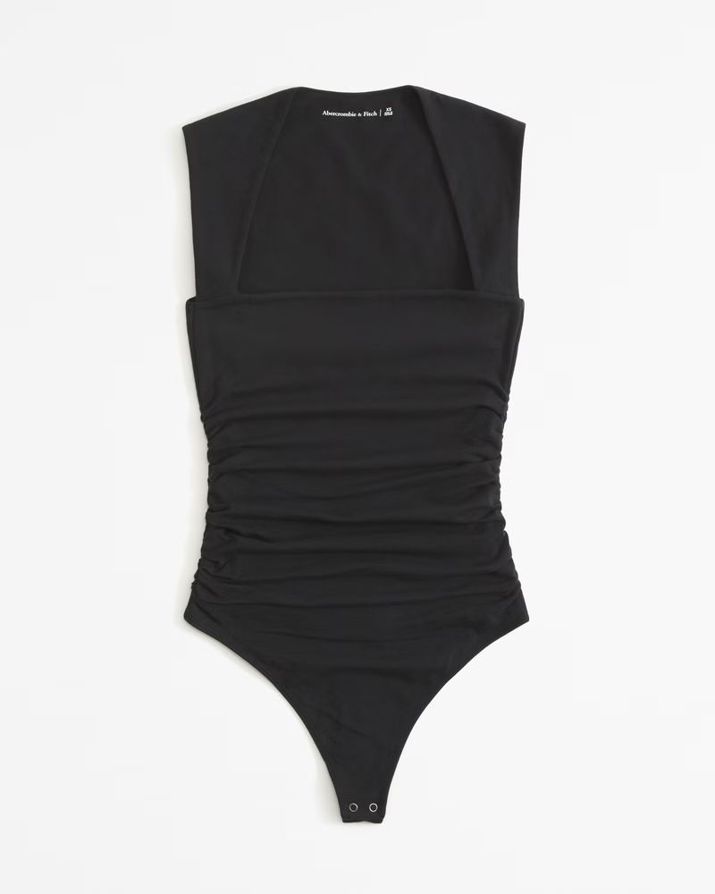 Women's The A&F Ava Cotton-Blend Seamless Fabric Ruched Portrait Bodysuit | Women's Tops | Abercr... | Abercrombie & Fitch (US)