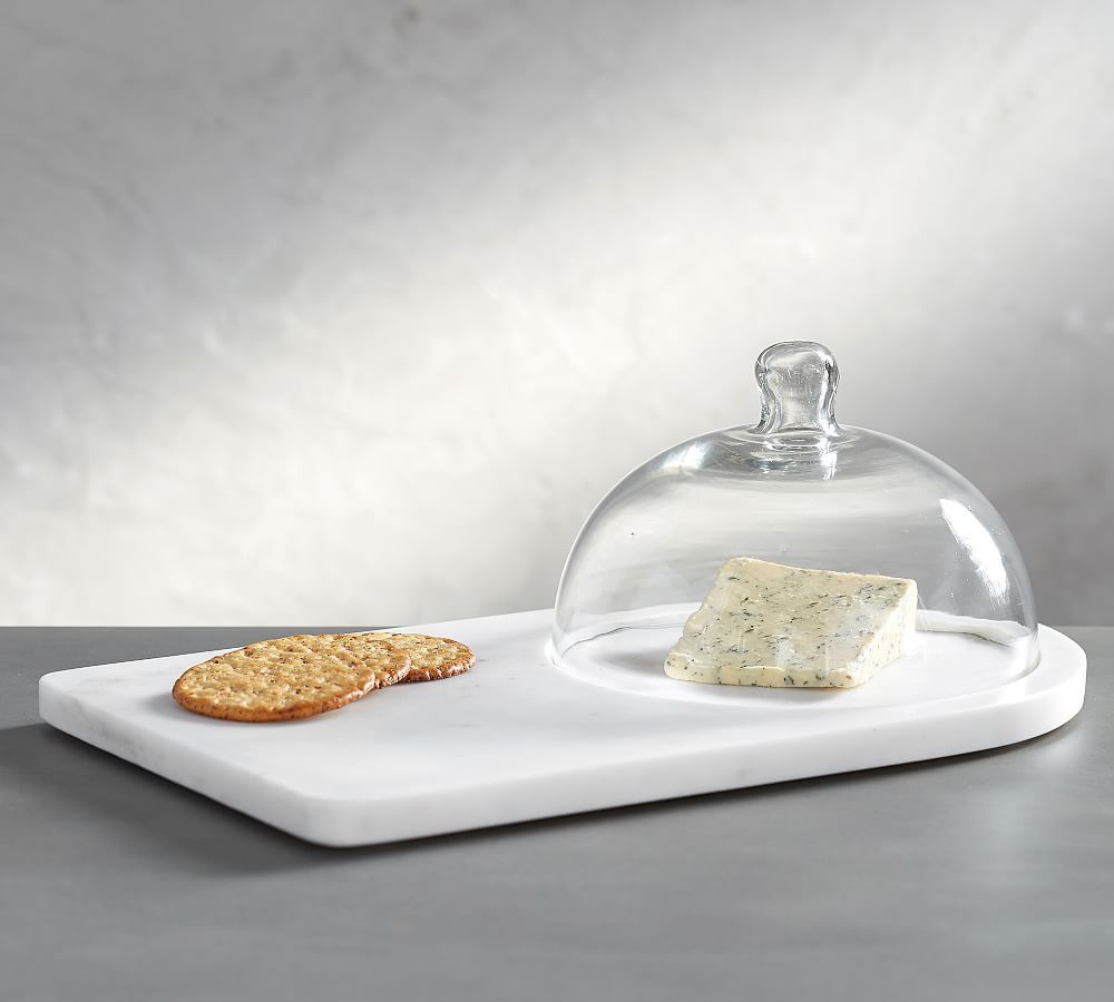 White Marble Glass Domed Cheese Board | Pottery Barn (US)