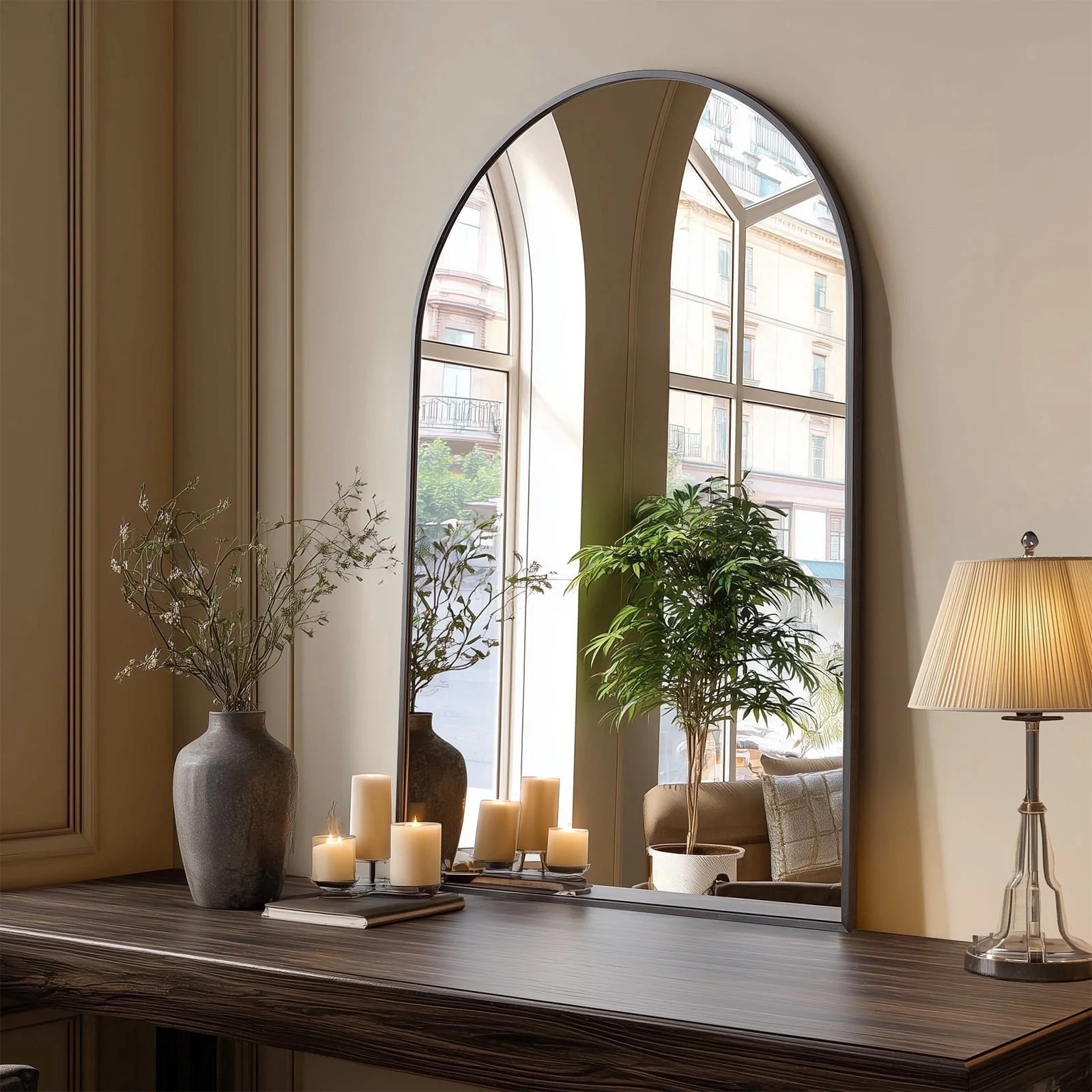 CONCETTA 26"x38" Bathroom Mirror, Decor Arched Wall Mirror, Bedroom Vanity Mirror with Metal Fram... | Walmart (US)